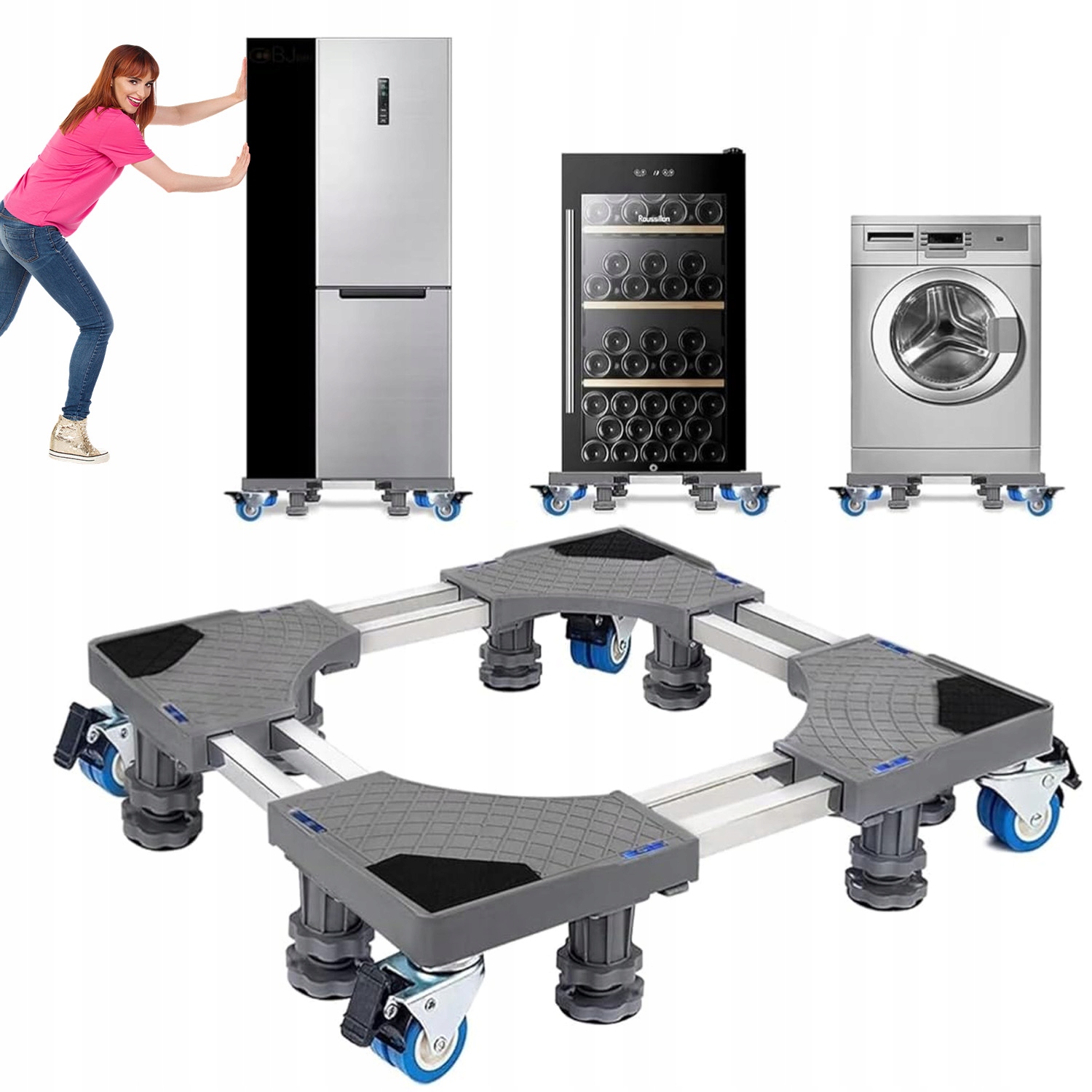 Stojak Z Kółkami Pod Mobilna Podstawka Pod Do Pralki, Suszarki, Zamrażarki