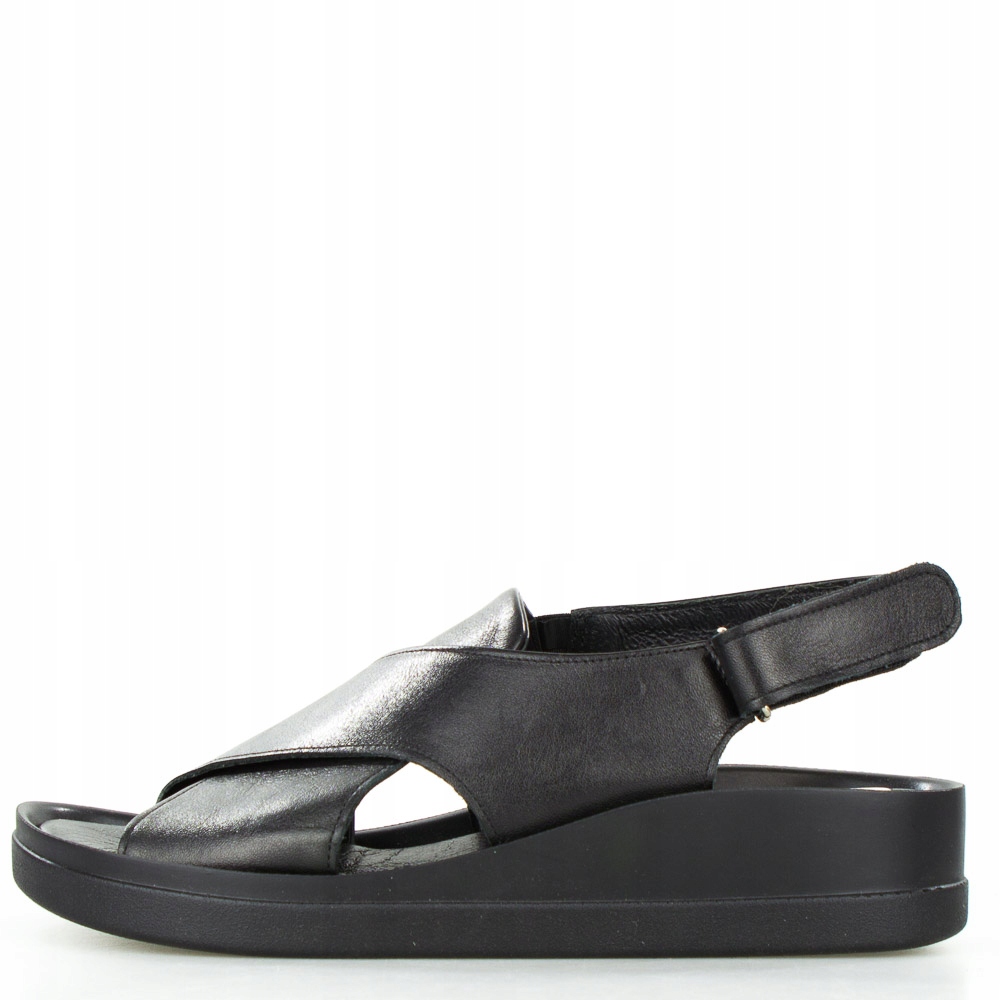 

Czarne Sandały Koturny Matowe Licowe 40