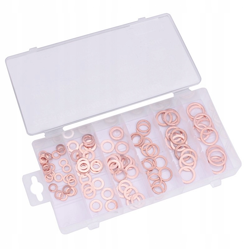 ZESTAW PODKŁADEK MIEDZIANYCH PODKŁADKI 110 ELEMENTÓW MIEDŹ PODKŁADKA M6-M16