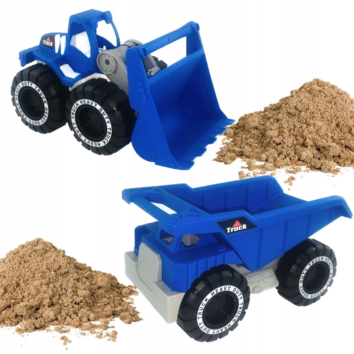 NIEBIESKIE AUTA BUDOWLANE WYWROTKA SPYCHACZ DO PIASKOWNICY