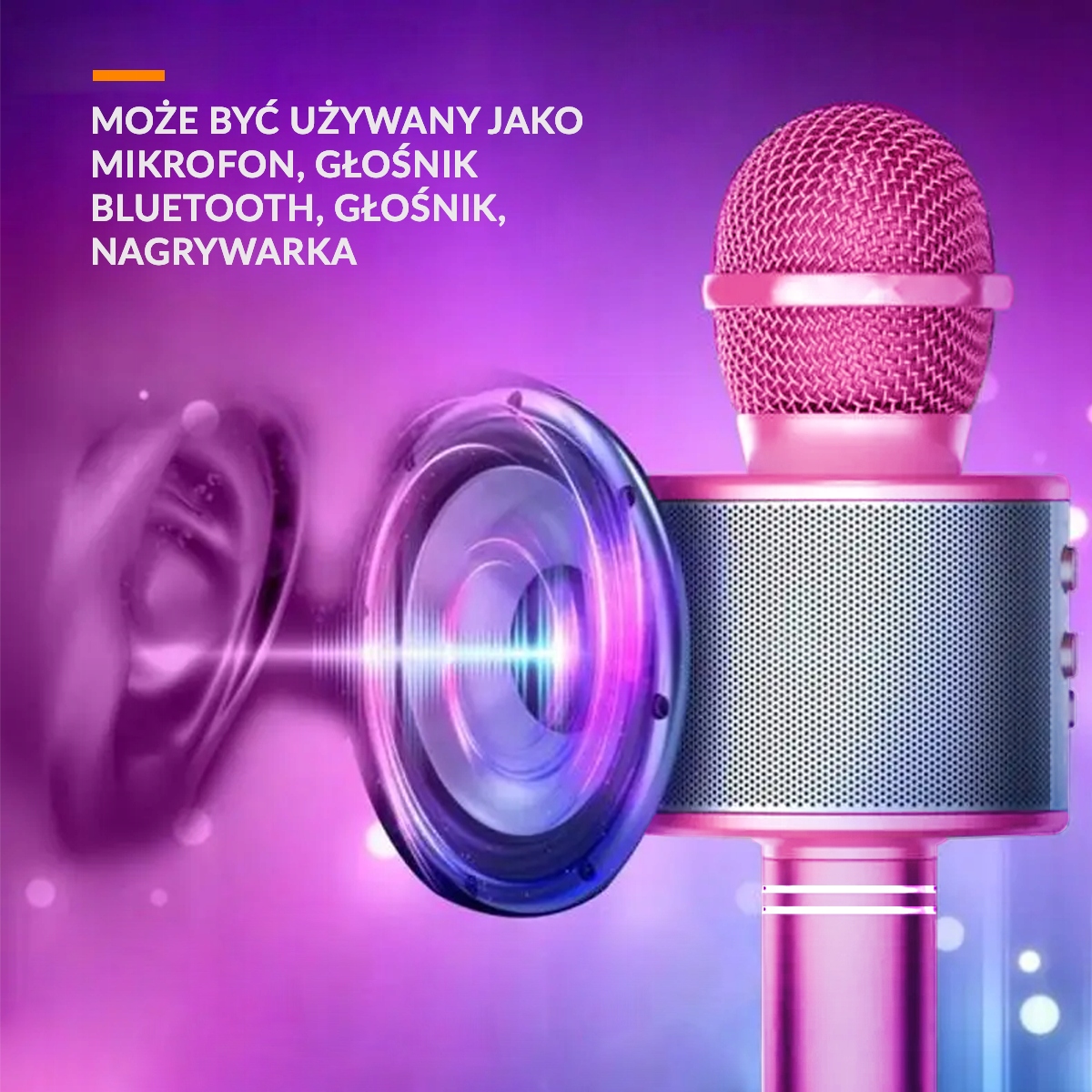 MIKROFON BEZPRZEWODOWY KARAOKE GŁOŚNIK BLUETOOTH NA PREZENT RÓŻOWY Marka Pozostałe