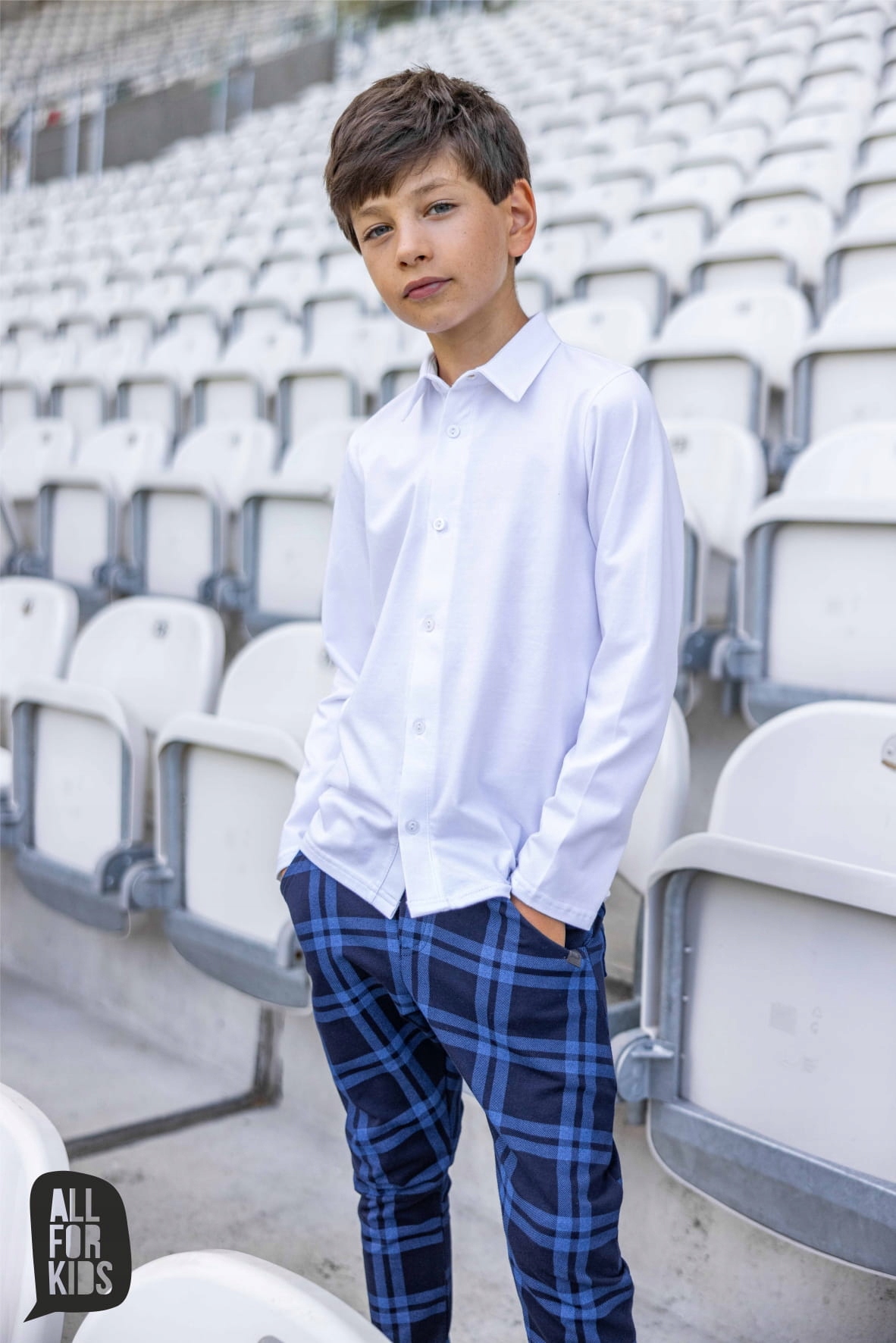 Biała koszula długi rękaw All For Kids 116/122 Materiał dominujący bawełna