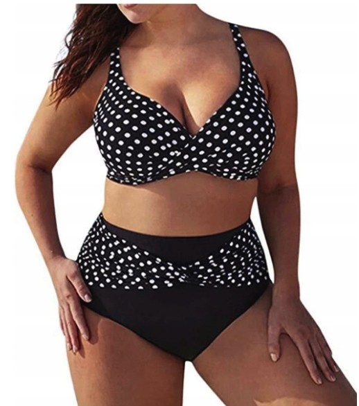 Plavky Plus Size Puntíky Dámské Černé Na Pláž Léto XL