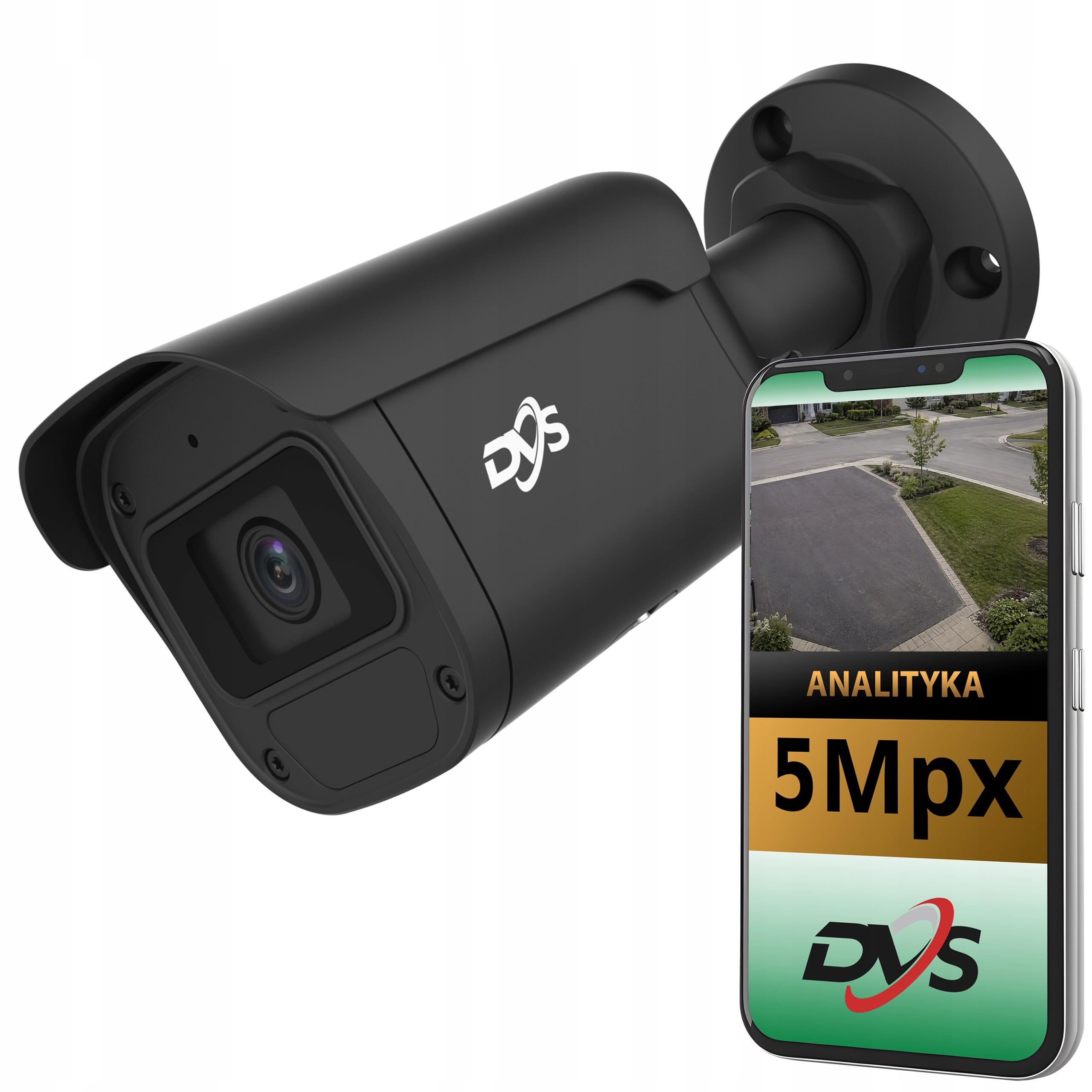 Kamera Ip 5 Mpx PoE Na Monitorovanie Vonkajší Mikrofón Slot Na Kartu Čierna