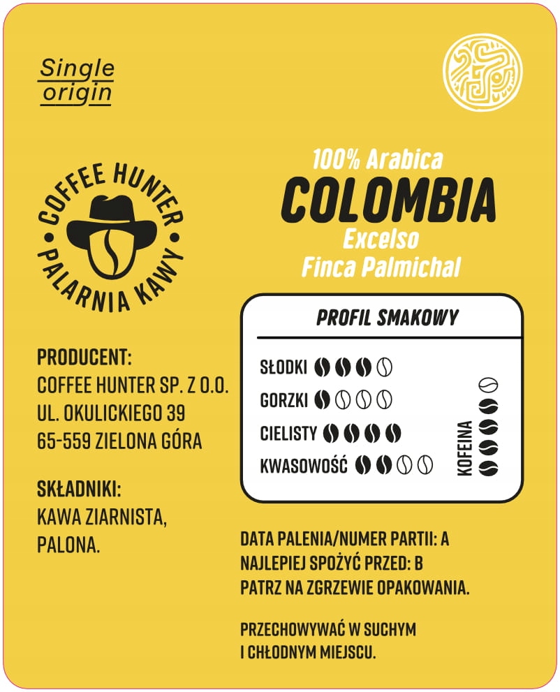 Coffee Hunter Colombia Excelso Finca Palmichal káva zrnková 500 g
