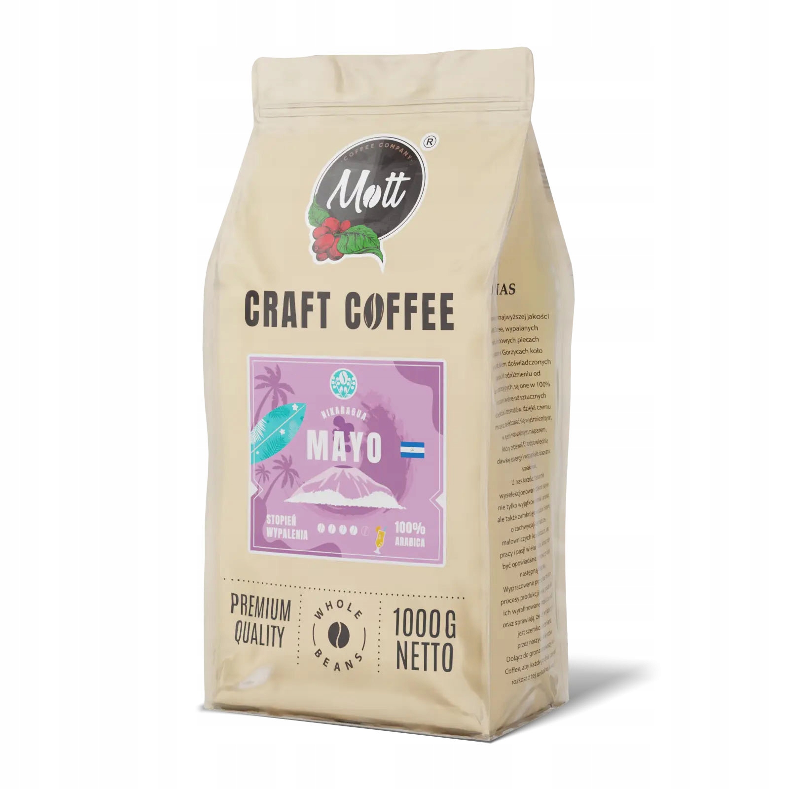 Levně Káva zrnková 100% Arabica Čerstvě pražená Mayo Mott Coffee 1 kg