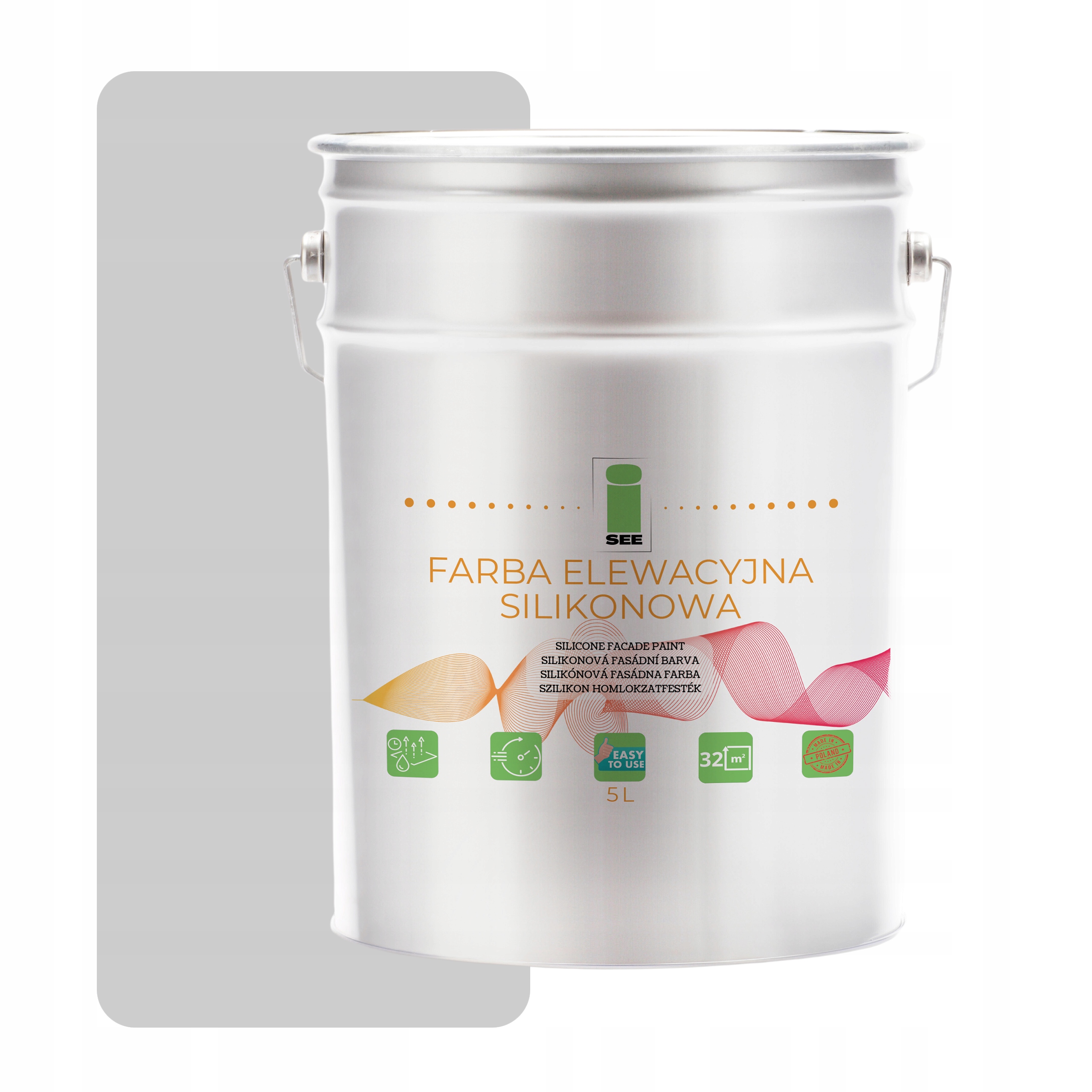 Barva fasádní silikonová, prodyšná, 5L, mat, šedá 7047