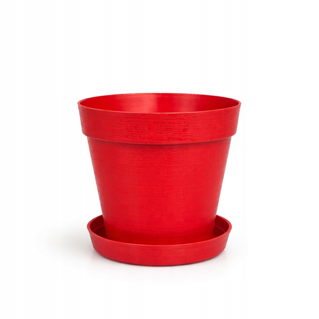 ZESTAW Doniczka 16cm+Podstawka 14cm,1,77L Stylowy Zestaw EKO, CZERWONY