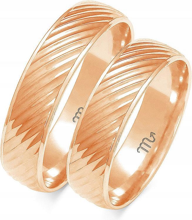 Zlaté snubní prsteny pro pár s gravírováním 585 vel 11 12 13 svatební kolekce 14K