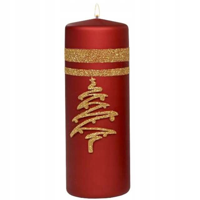 

Świeca czerwona Glitter Tree choinka Xmas XL