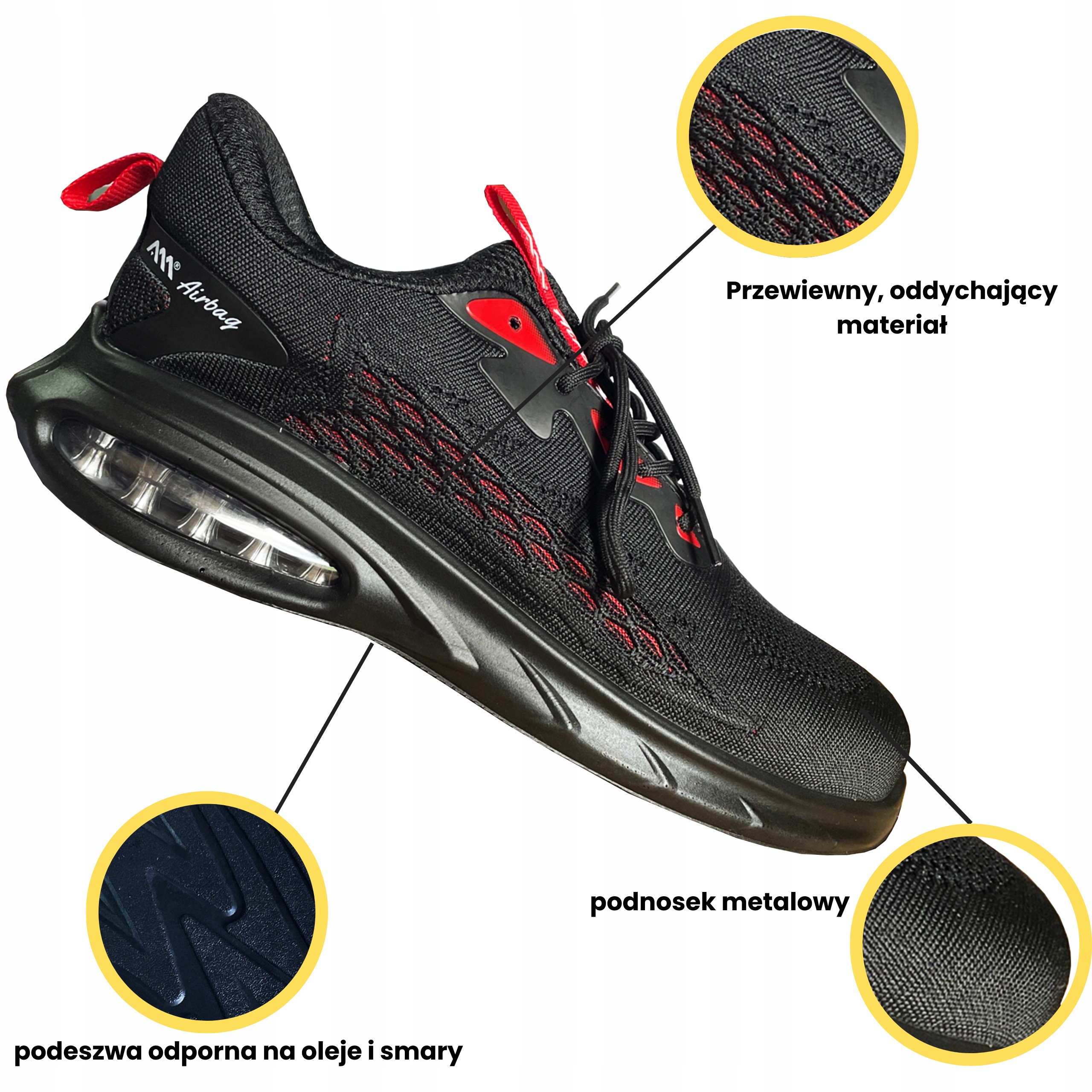 Sportowe BUTY ROBOCZE Air LEKKIE PRZEWIEWNE z Noskiem Marka ART.MAS