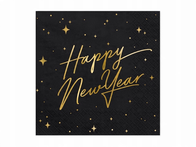 

Serwetki czarne złote na Sylwestra Happy New Year