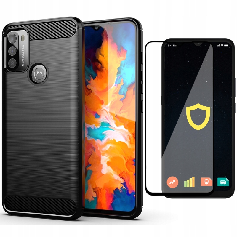 

Etui Case Pancerne Carbon Do Moto G50 Szkło
