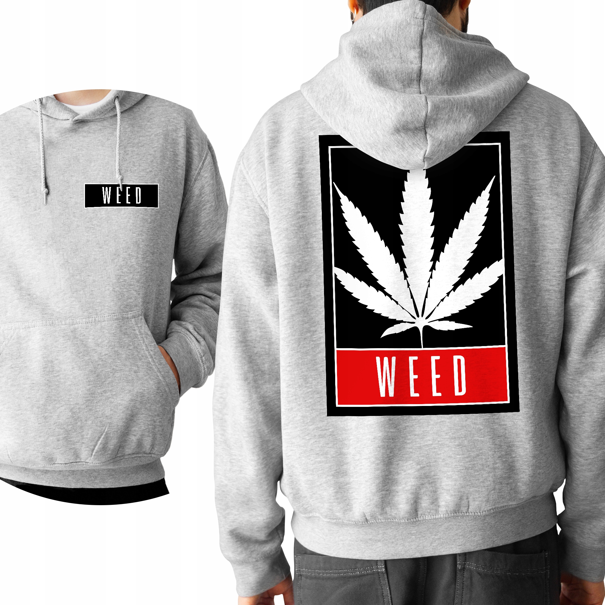 Módní mikina s kapucí Weed Marihuana Cannabis Mnoho různých vzorů XXL
