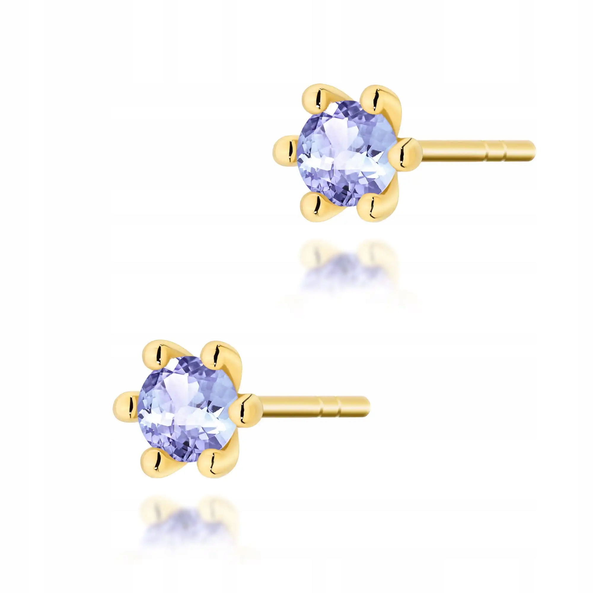 Náušnice pro ženy ze zlata 585 tanzanit 0,15 ct moderní lesklé 14k