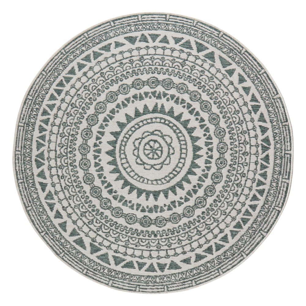 Okrúhly koberec na terasu 140 cm vonkajší, obojstranná zelená farba