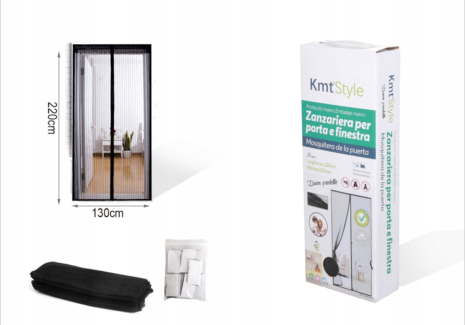 MOSKITIERA NA DRZWI BALKONOWE Z MAGNESEM 130x220 Marka kmt