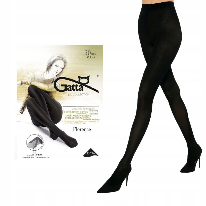 

Gatta rajstopy 3D Florence 50 den lycra nero 4-L