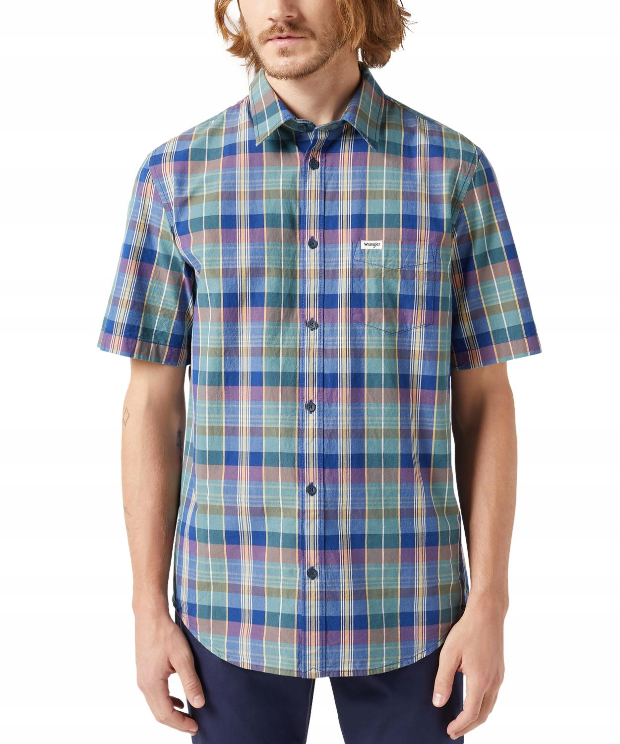 Košile Wrangler Ss 1PKT Shirt 112350503 Blue Madaras S