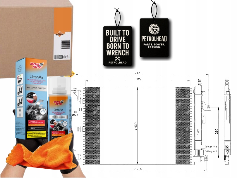 Kondenzátor Klimatizace Volvo XC90 02- Nrf #Petrolhead Pro+ Kit9