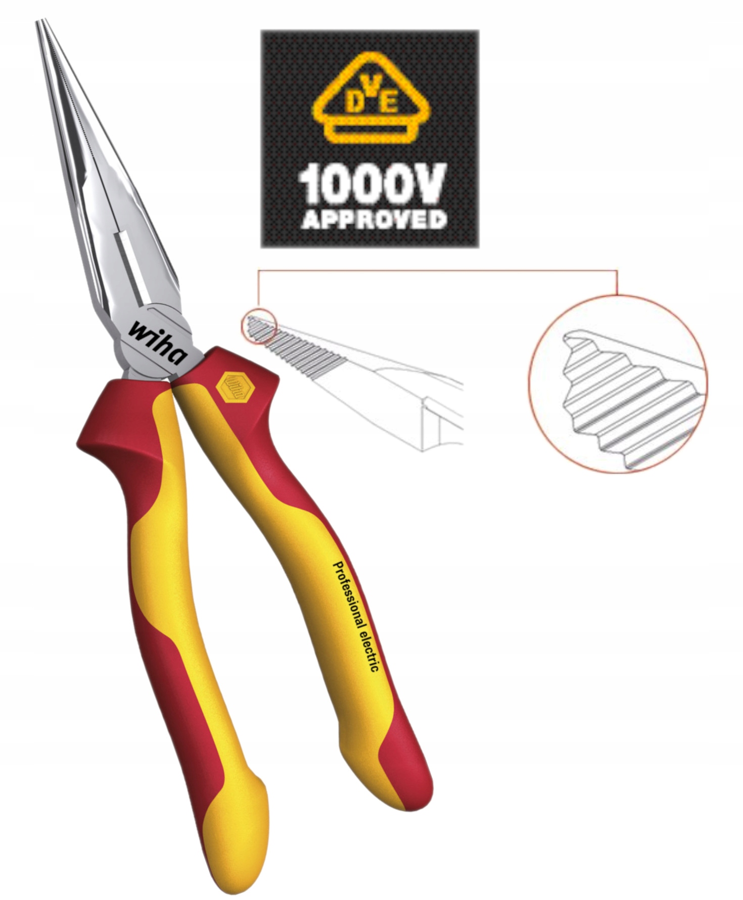 Wiha Půlkulaté kleště Professional Vde s rovným ostřím 200 mm 26727