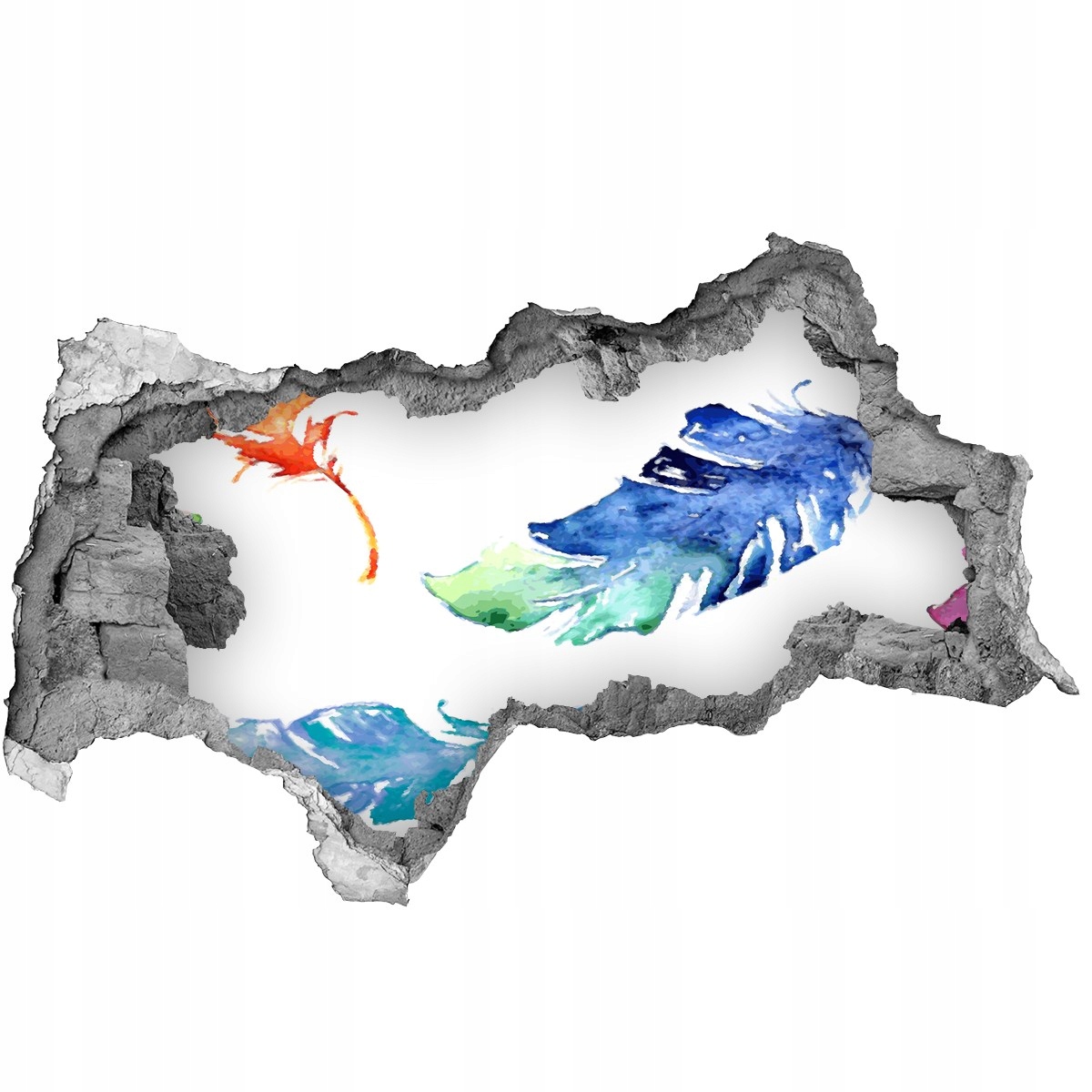 

Dziura 3d fototapeta Naklejka Kolorowe piórka