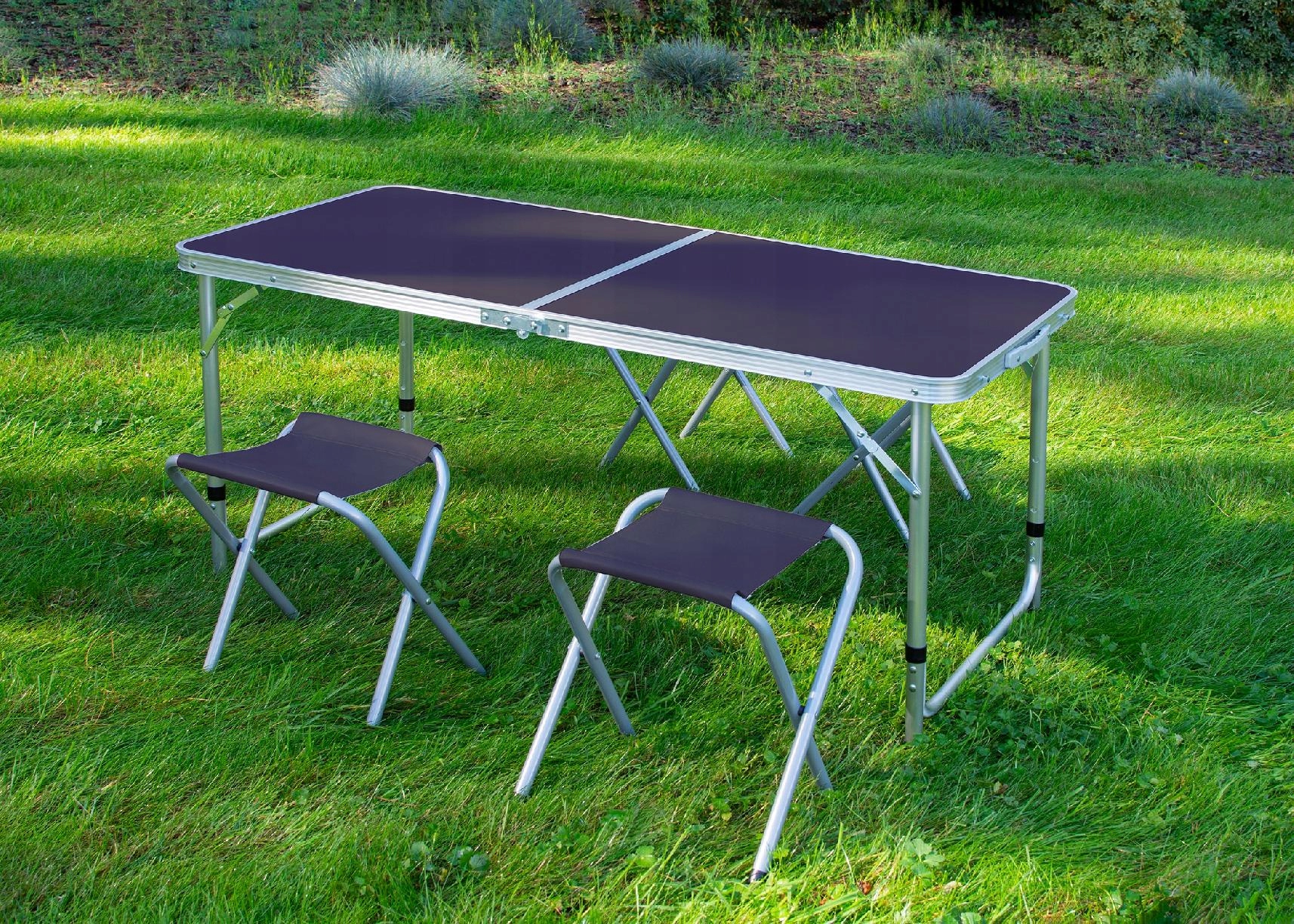 ZESTAW KEMPINGOWY składany TURYSTYCZNY ogrodowy walizka STOLIK + 4 KRZESŁA Kolor dominujący czarny