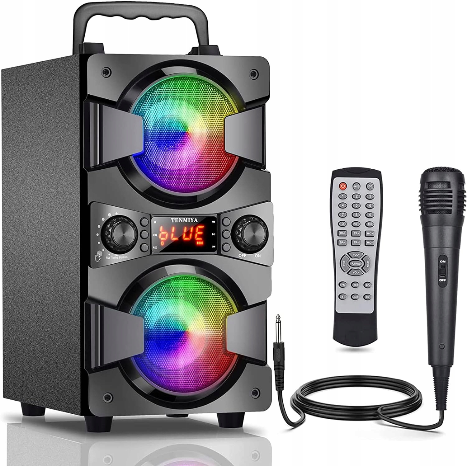 Bluetooth reproduktor bezdrátový stereo dálkový ovladač Mikrofon Karaoke 60W Tenmiya U
