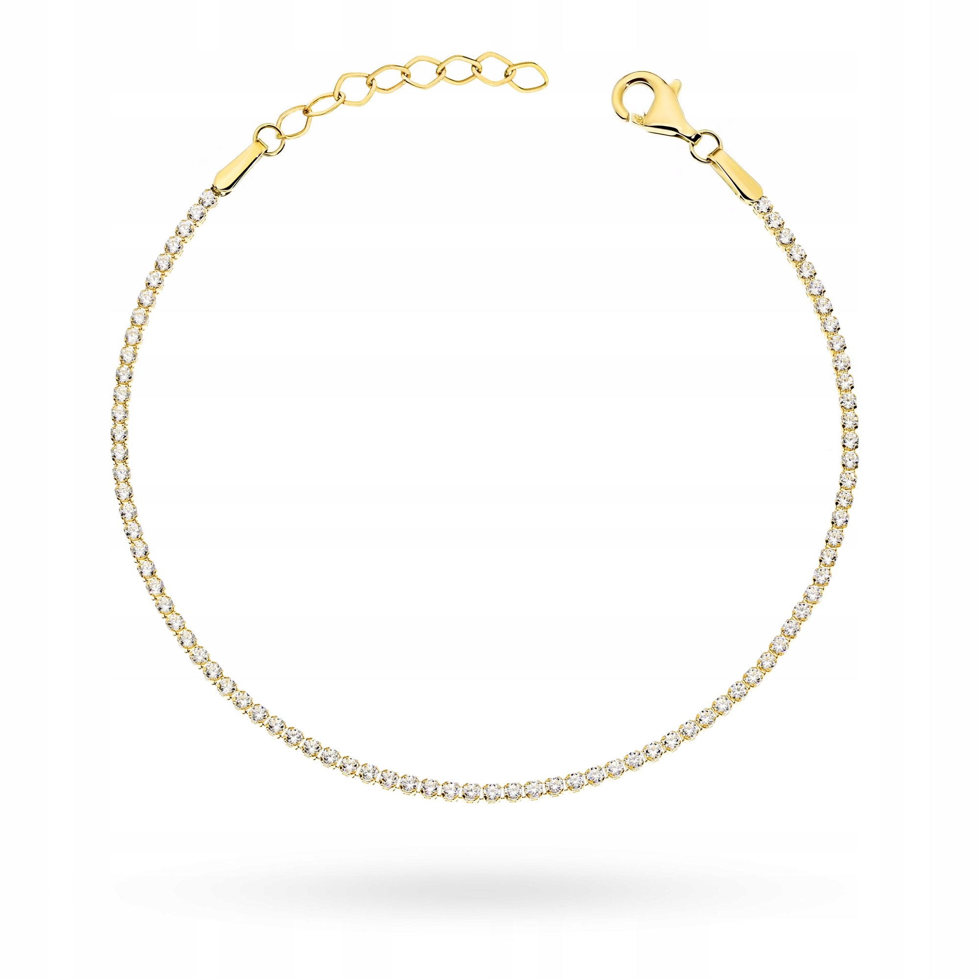 Zlatá Tenisová Náramka Dámská pr. 585 Bílé Zirkony 14k Krabička