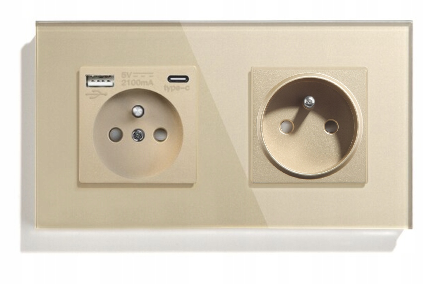 Dvojitá Skleněná Zásuvka Usb-c Kontakt 16A Sklo