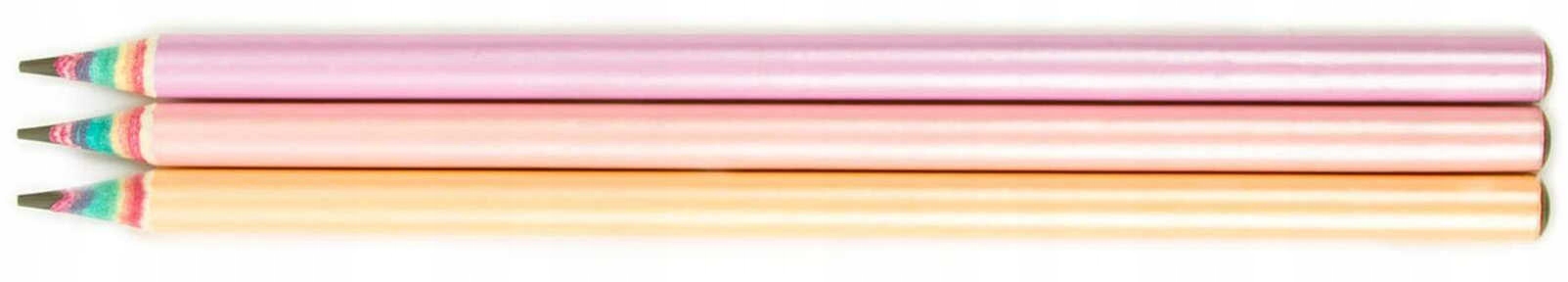 Ołówek Szkolny Trójkątny Z Gumką HB TĘCZOWY mix Kidea Twardość HB