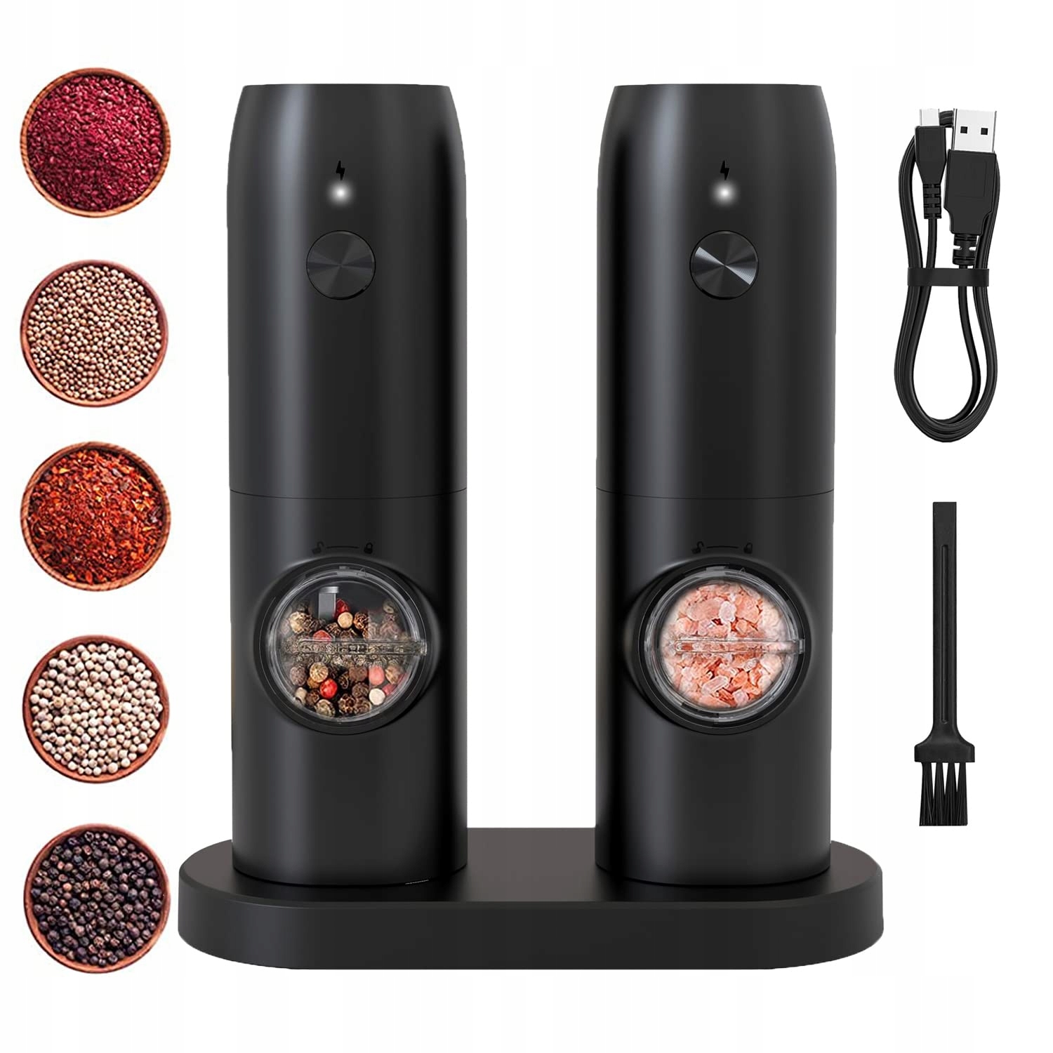 Usb Elektryczny Młynek Do Soli I Pieprzu Zestaw 2W1 KYMQ-15C
