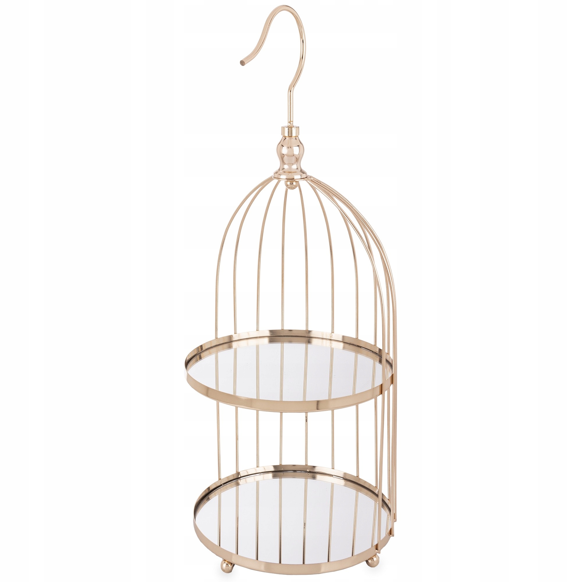 Podnos patrová klec zlatá kovová zrcadlová etažérka na dorty ovoce dezert