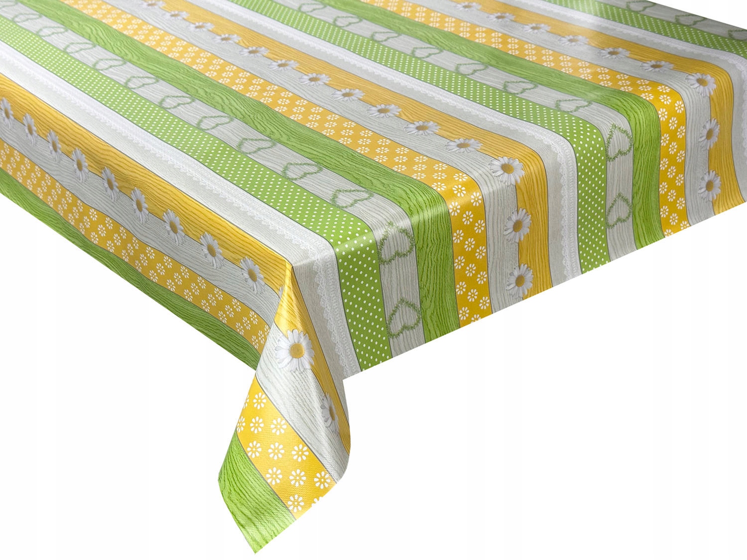 Cerata Obrus Na Wymiar Stokrotki Serca Zielone Żółte 10x140 cm