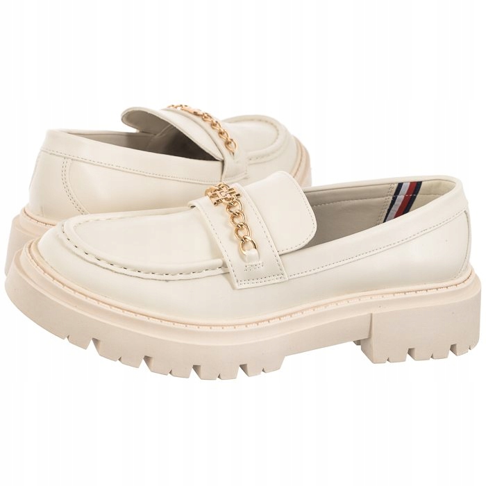 Boty Mokasíny Dámské polobotky Tommy Hilfiger Low Cut Shoe Milk Bílé