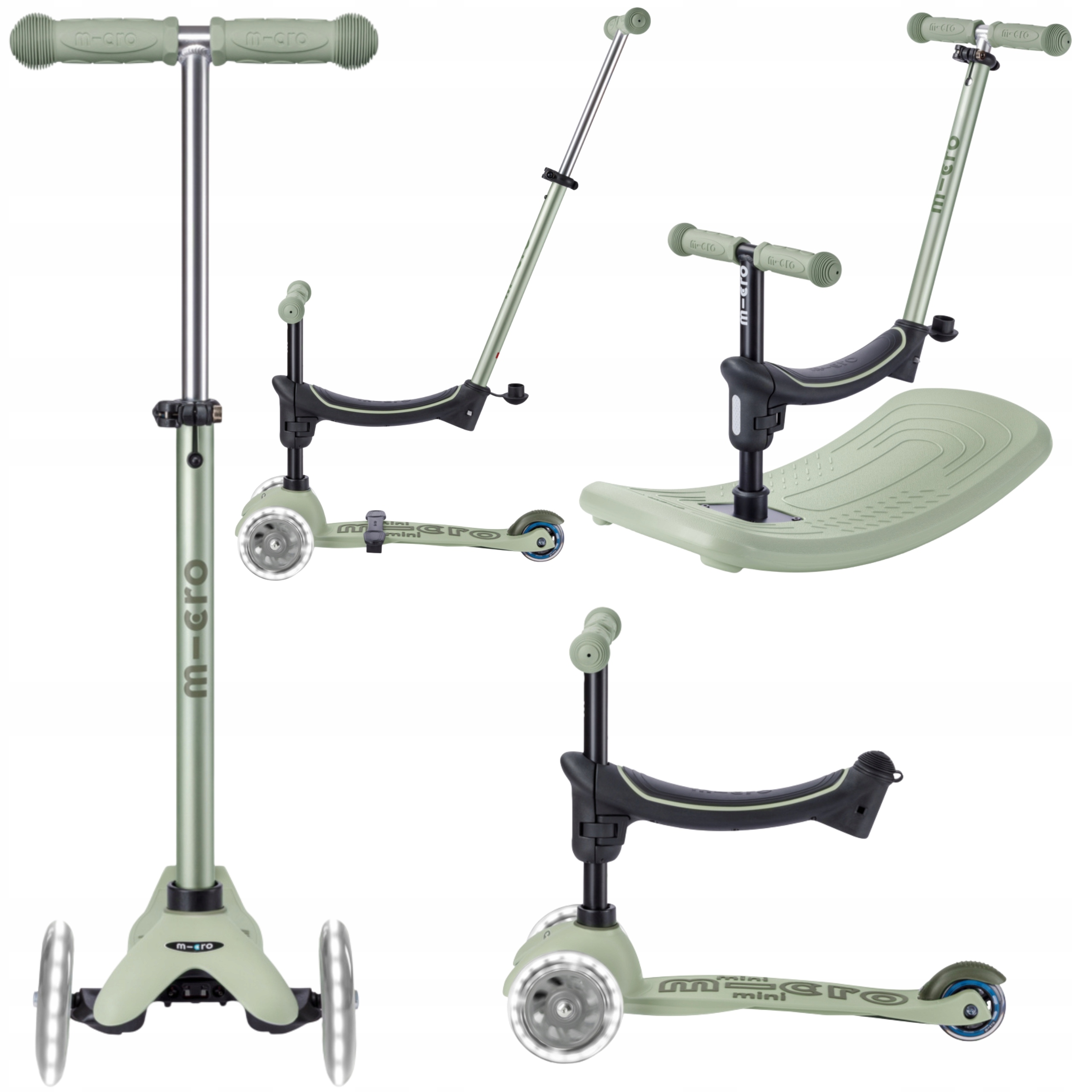 Hulajnoga 4w1 Micro Mini Rock Go Koła Led 6 Wariantów Zielona Jeździk