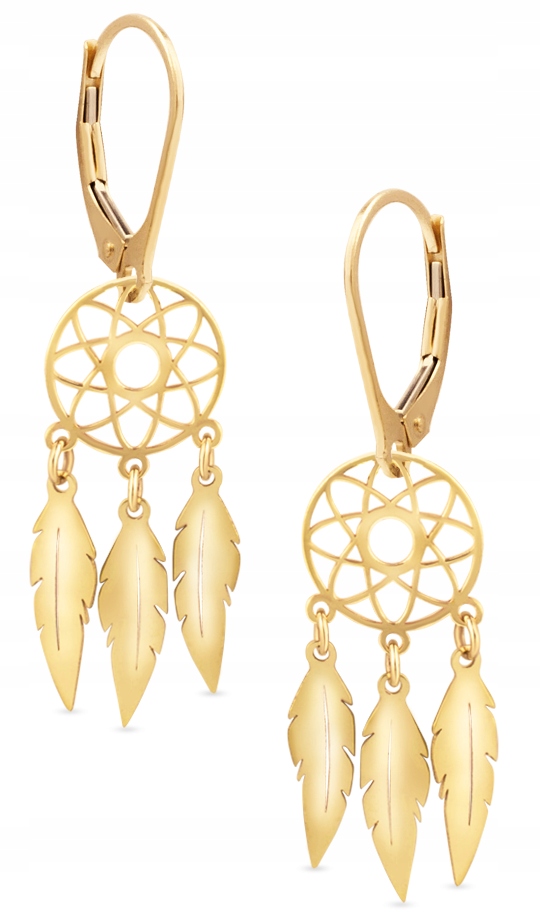 

Złote Kolczyki Angielskie Wiszące Łapacz Snów 333