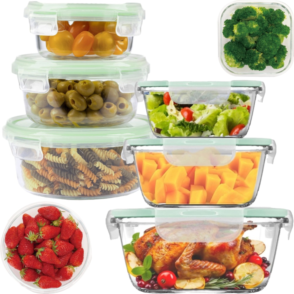 Skleněné Dózy Na Potraviny Hermetický Set Lunchbox 6 Ks Corio