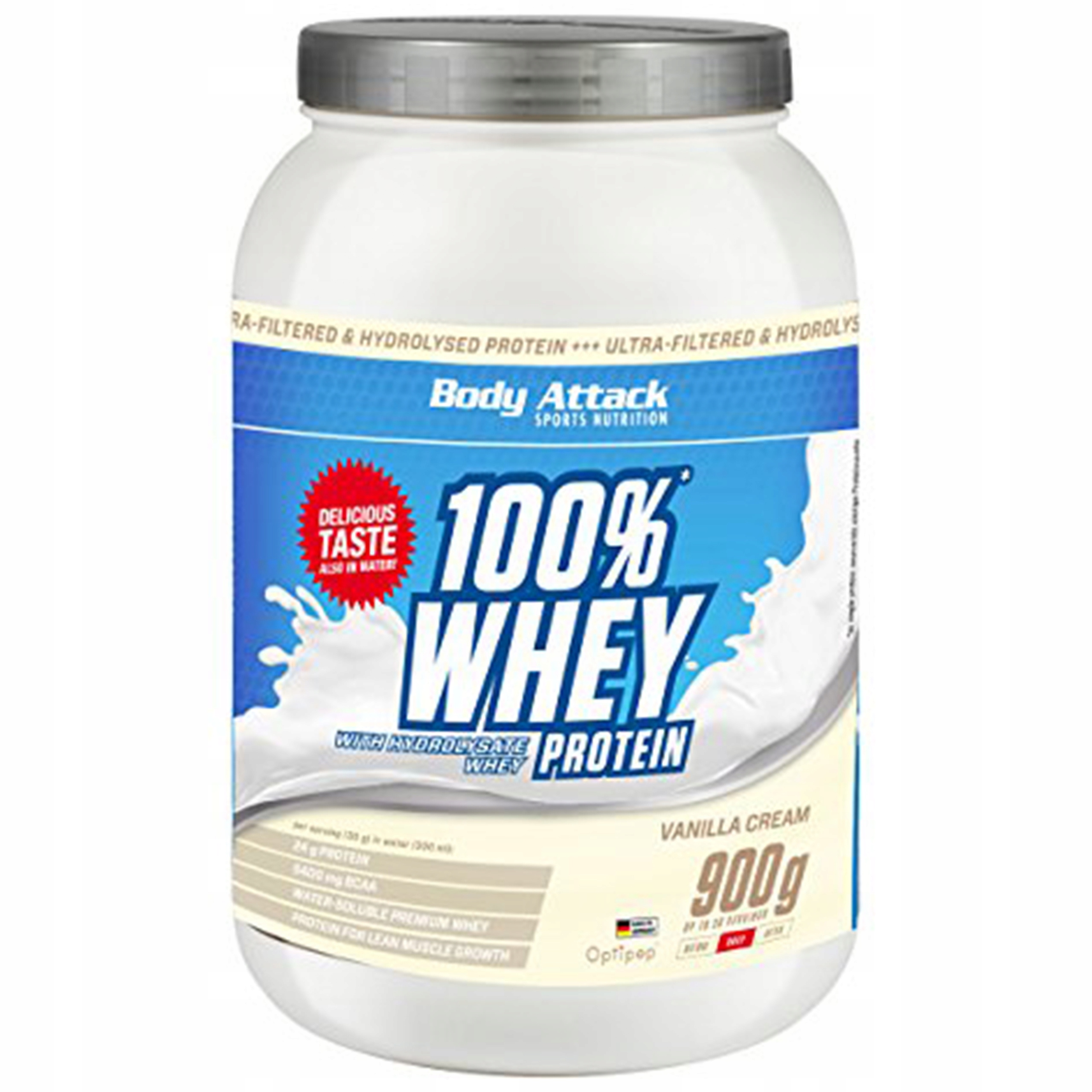Body Attack protein 100% Whey Protein 900 g Wpc Vanilka 30 porcí Bcaa