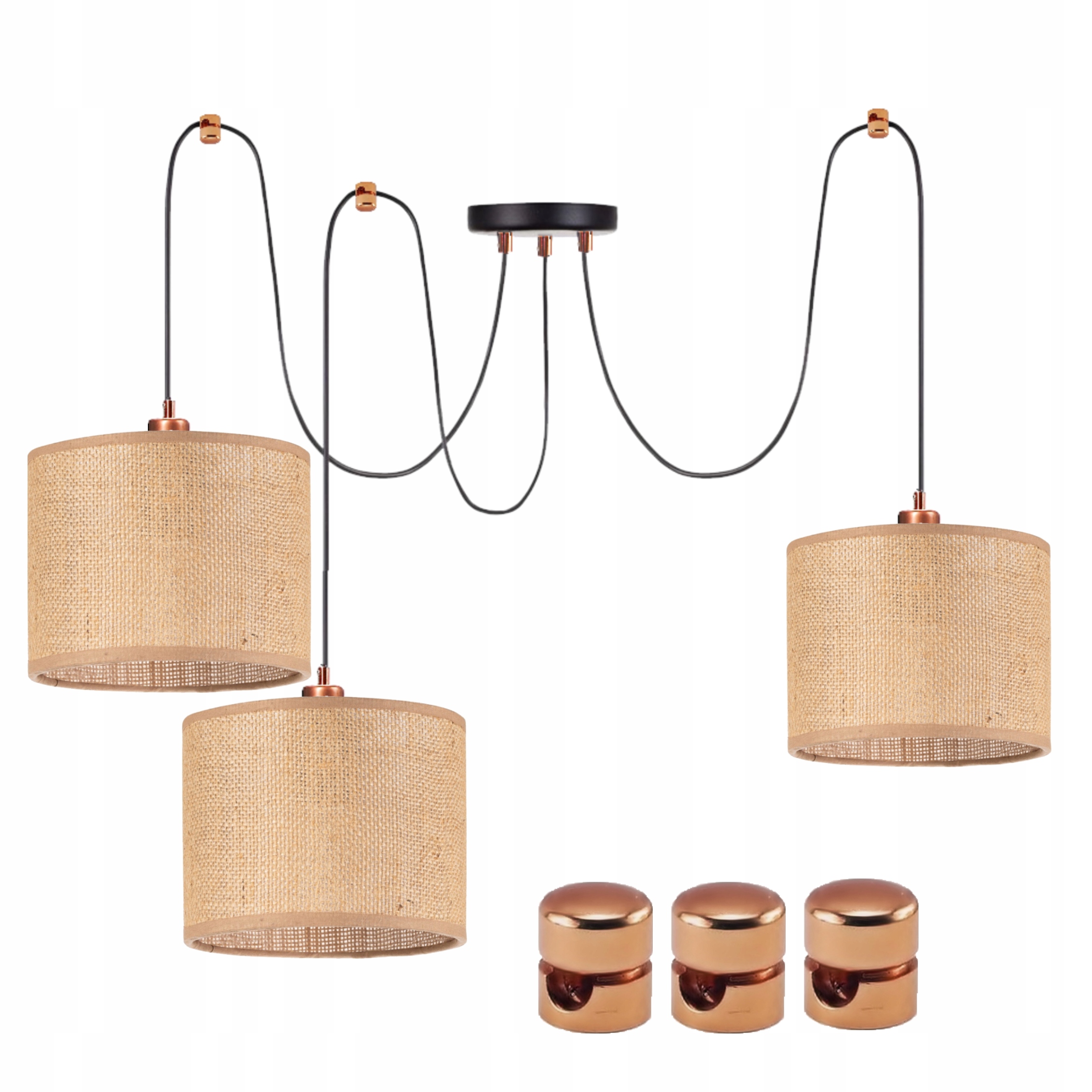 Lampa Spider Spyder Z Abażurem Żyrandol Juta Boho Etno Led E27