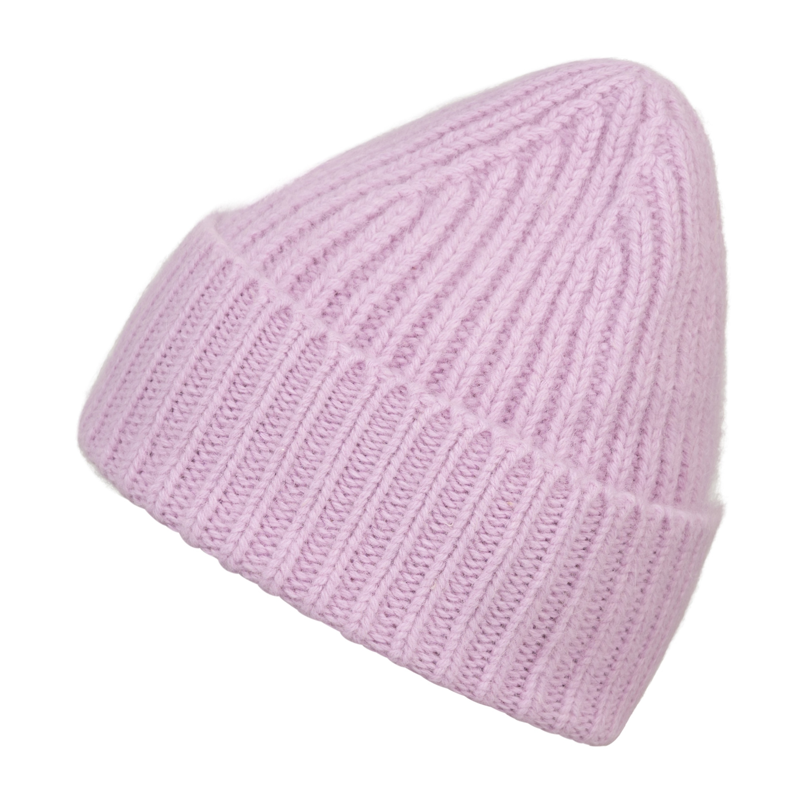 Růžová polská vlněná čepice s čepice s ohybem Pěkná vlna Angora Loman Filipstad