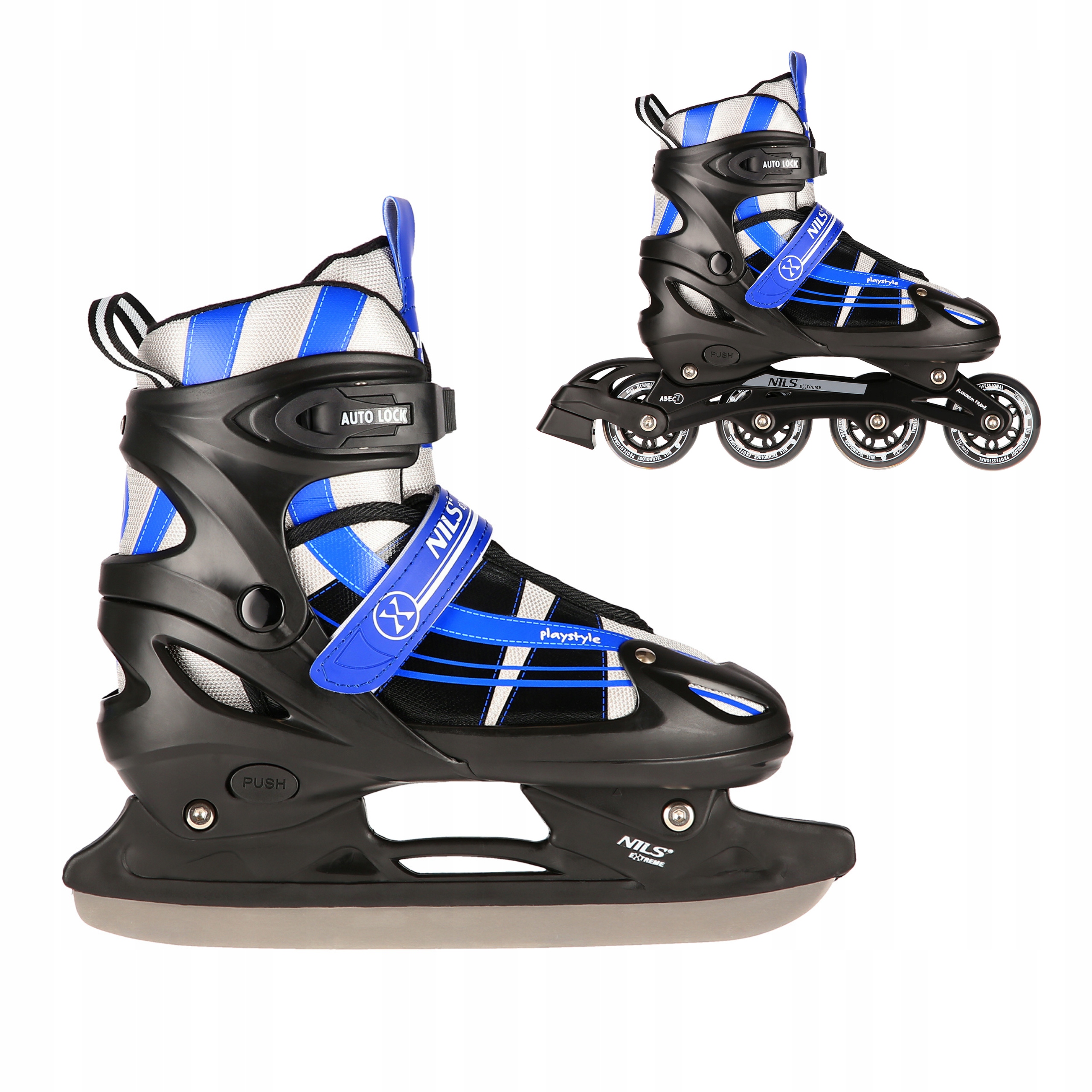 Brusle Na Led kolečkové brusle 2v1 nastavitelné M 35-38 kola Pu ABEC7 Nils Extreme