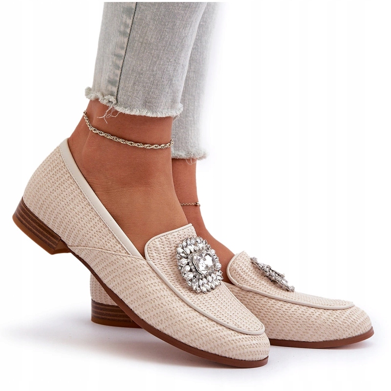 Dámské Mokasíny Na Plochém Podpatku S Broží D&a MR38-676 Béžové 39