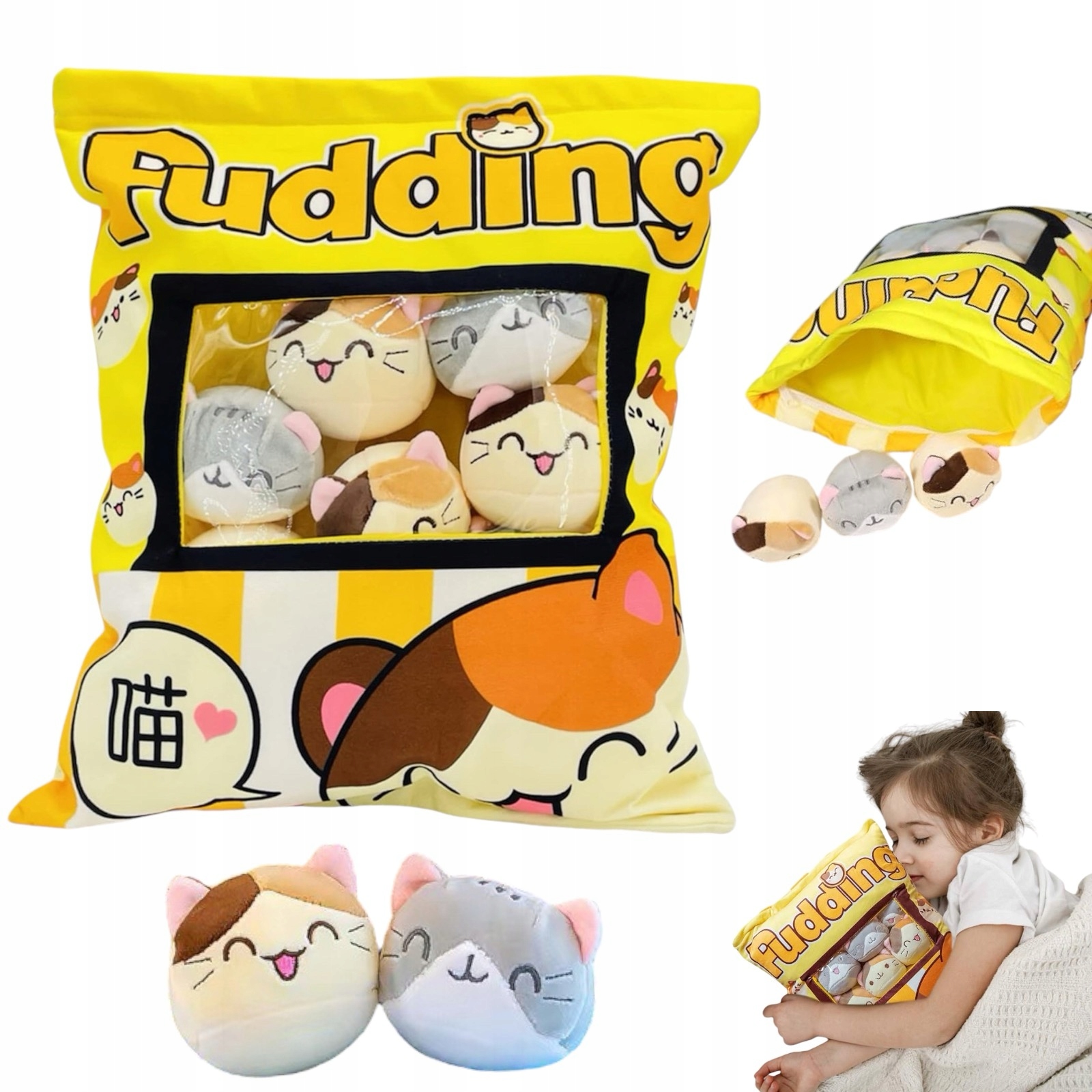 Poduszka Pudding Z Maskotkami Kotkami Do Rzucania Przytulanka Pluszowa 2w1