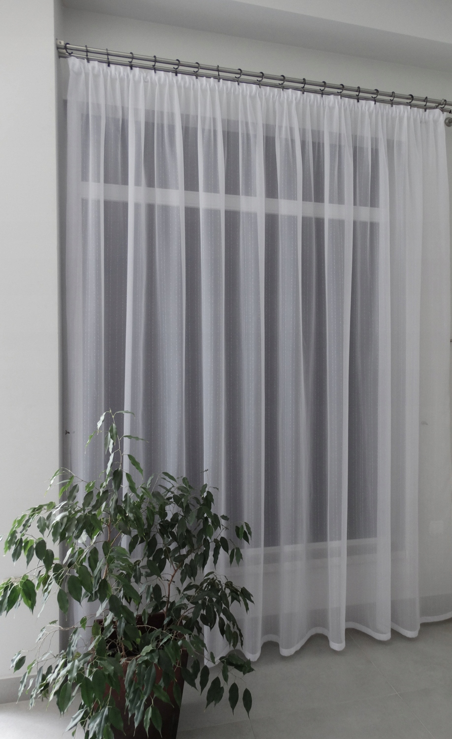 Mg Záclona olza voál Bílý vzor 320x145 cm Hotová s páskou polský