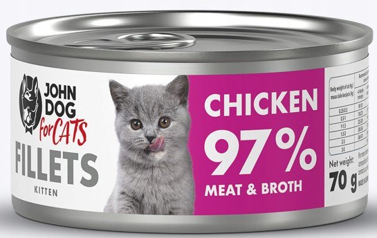 Levně 8x John Dog for Cats Filety Koťata Kuře 70 g