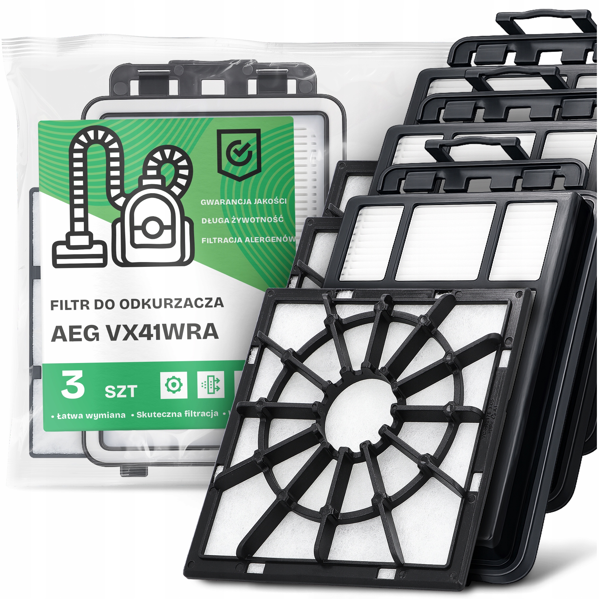 3x Filtry Do Vysavače Aeg VX41WRA Omyvatelný Filtr Sada Em-w