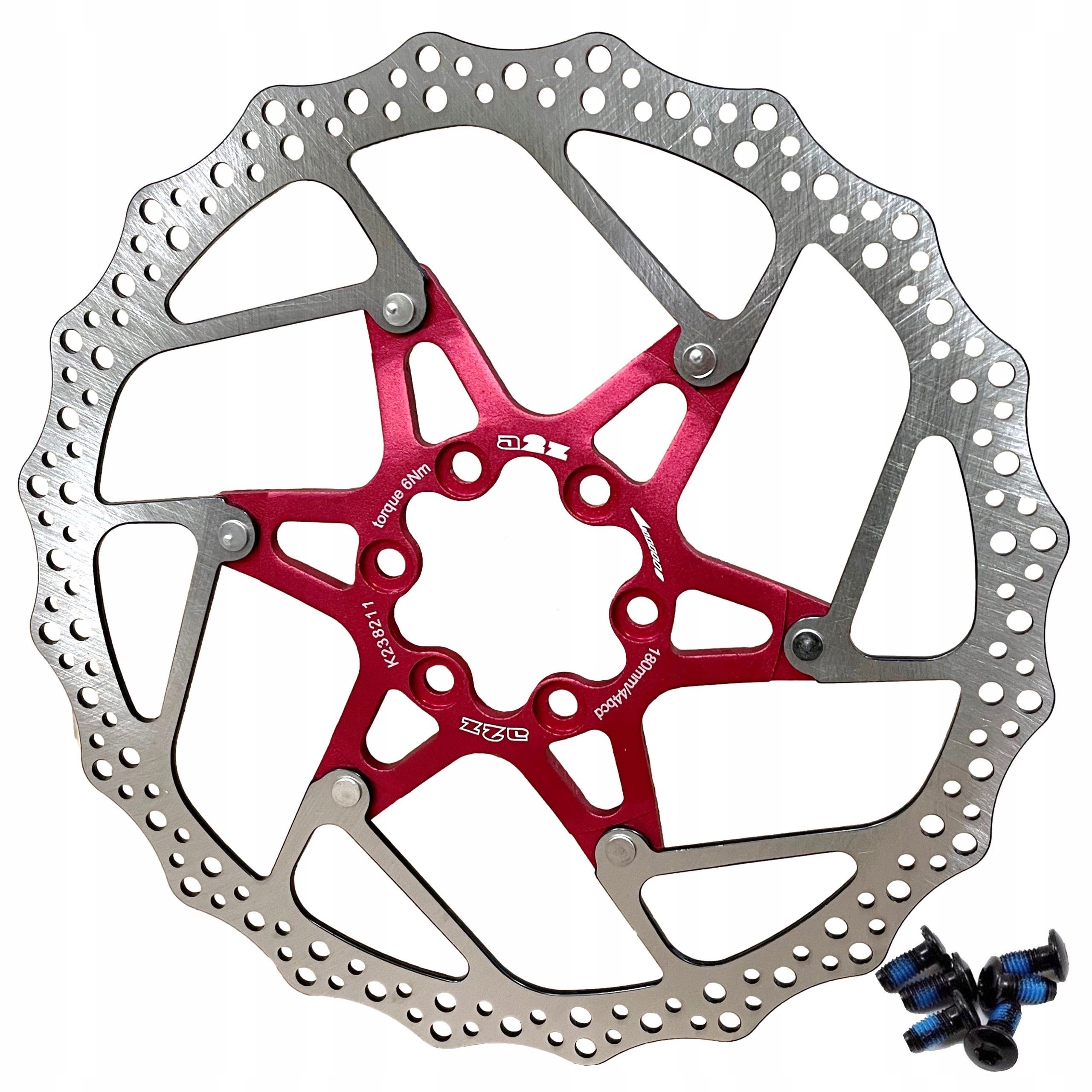 Tarcza Hamulcowa 180 na Pająku A2Z Atd Czerwona Lekka Sztywna na 6 Śrub