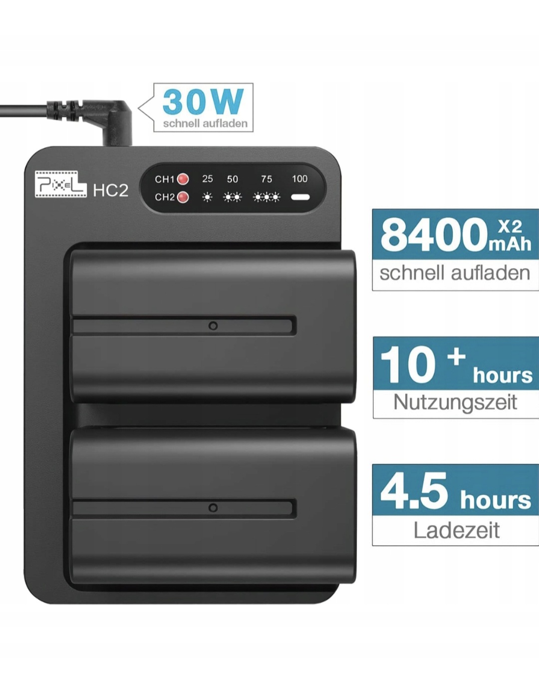 HC2. F970 Pixel sada pro nabíjení baterie pro fotoaparát 8400 mAh