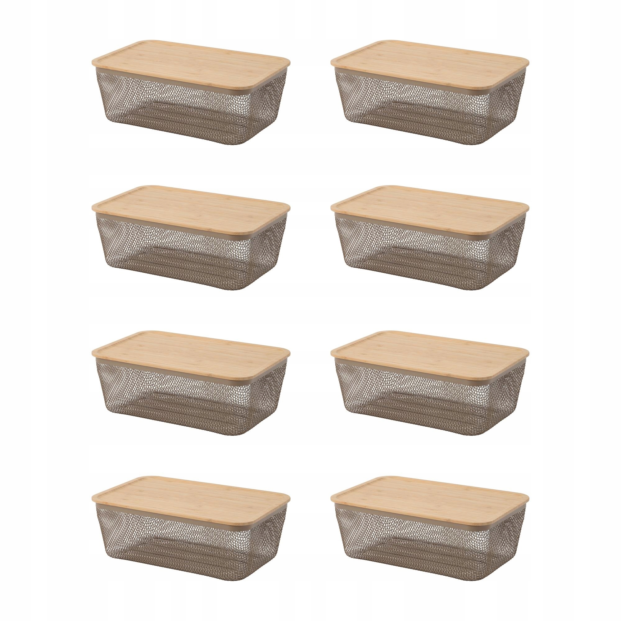 8 szt. Kosz na żywność z pokrywką metal bambus 32x21 Ikea 365+
